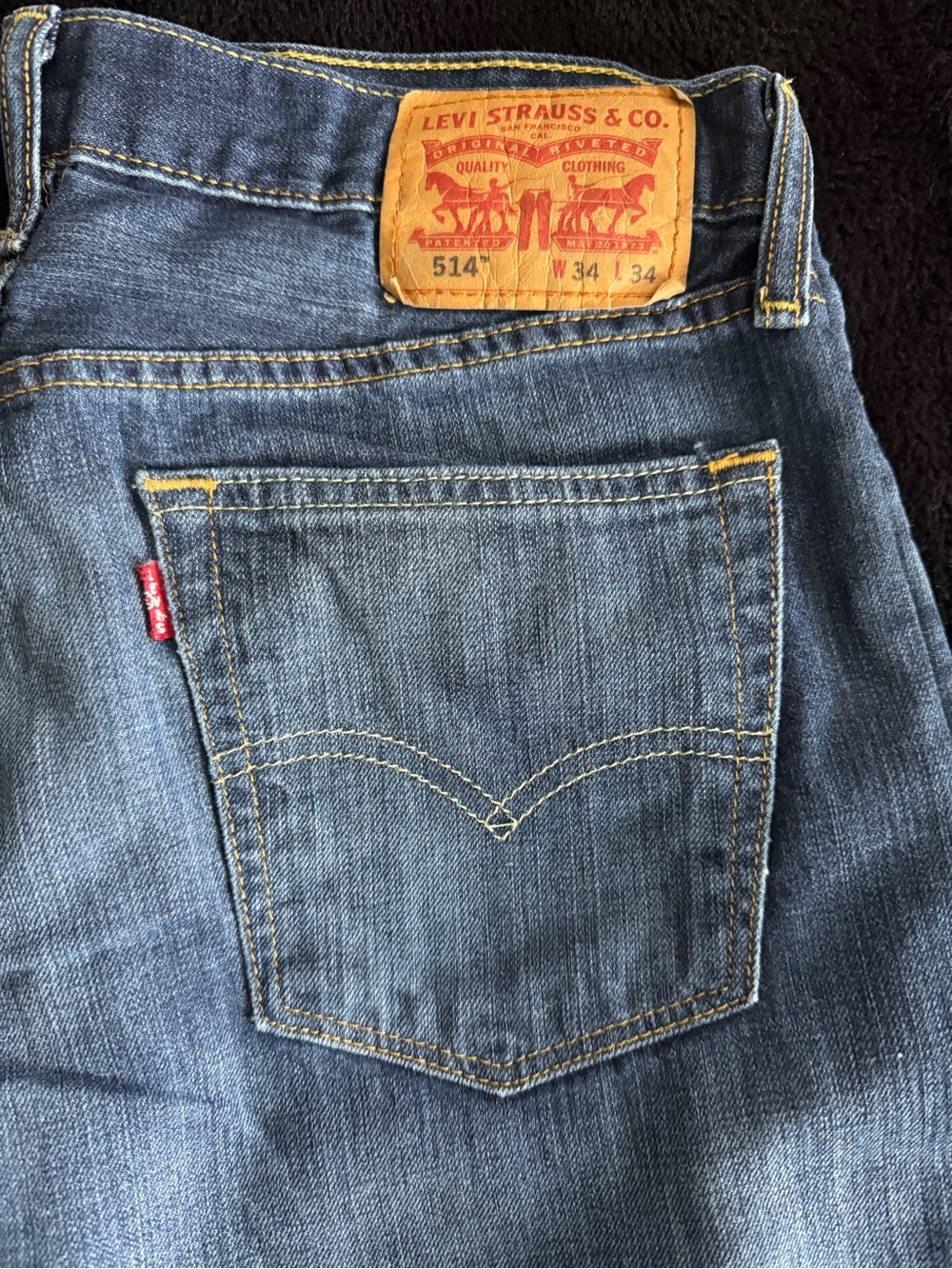 Levi's Men's 514 Blue Straight-Leg Jeans with Classic Back Pockets 34 x 34 - Picture 2 of 3